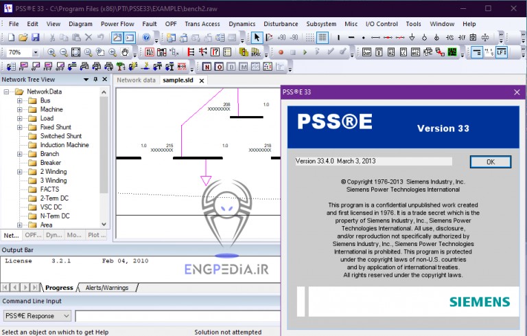 آموزش و انجام پروژه با نرم افزار33.4 PSS/E -SIEMENSE  و دانلود PSS/E 33.4 به صورت رایگان PSS/E